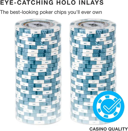 Vista 3 de Brybelly Monte Carlo Premium Poker Chips (50-Pack) Heavyweight 14-Gram Clay Composite