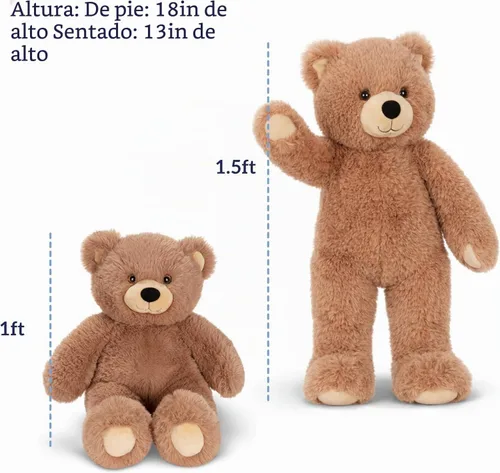 Vista 4 de Vermont Teddy Bear - Peluche de oso marrón, supersuave, 18 pulgadas