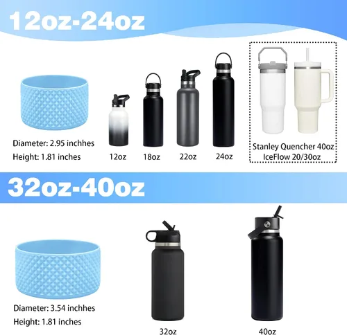 Vista 2 de GLINK Bota de botella compatible con Hydro Flask, Stanley y otros, botella de agua de silicona, bota flexible antideslizante con textura