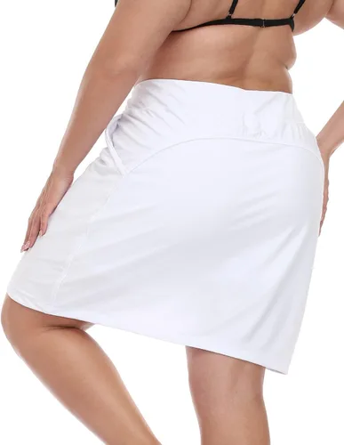 Vista 6 de HDE Falda pantalón corta de talla grande para mujer con pantalones cortos de bicicleta, pantalones cortos de golf, falda de natación con bolsillos