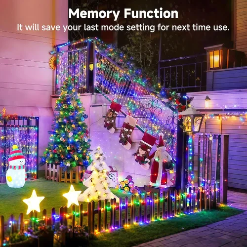 Vista 6 de Mlambert - Luces de Navidad de 1050 LED, 344 pies, luces de hadas impermeables para exteriores con control remoto, 8 modos, iluminación