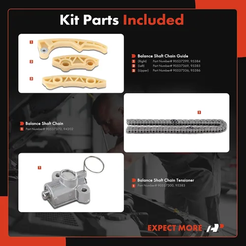 Vista 2 de A-Premium Kit de cadena de distribución del motor con tensor y guía [compatible con DOHC, 4Cyl 2.0 2.2 2.4L] Compatible con vehículos Chevy
