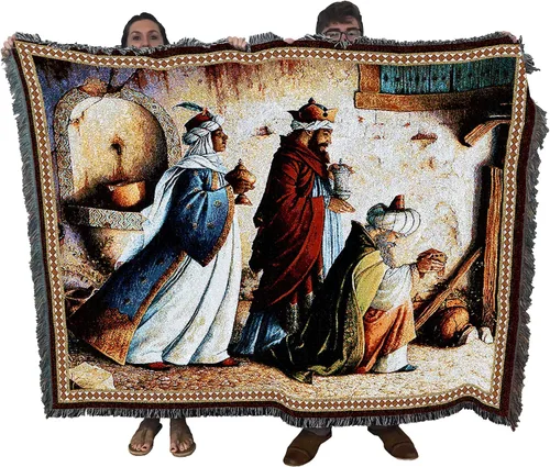 Vista 11 de Pure Country Weavers - Cobija con flecos de algodón, tejida, 72 x 54, flores de Navidad, fabricada en EE.UU.