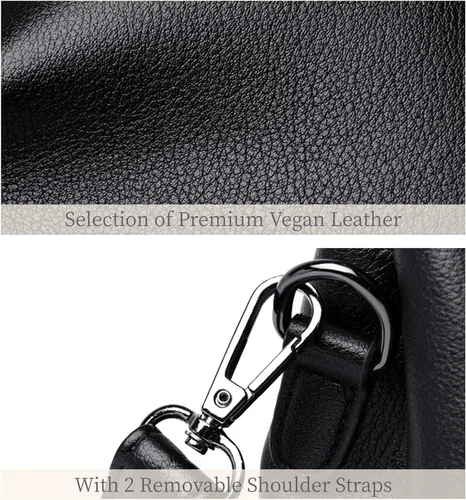 Vista 6 de Bolso cruzado de cuero para mujer, con múltiples bolsillos, bolso de hombro, bolsos y bolsos de mano, bolso de mano, bolso de mano con asa superior