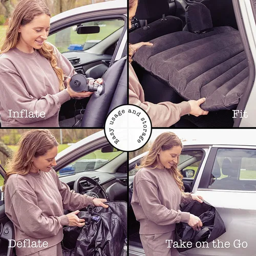 Vista 5 de ZONETECH IZone Tech - Colchón inflable de viaje para automóvil, asiento trasero, cama de campamento con 2 almohadas y kit de bomba universal