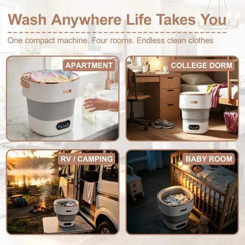 Vista 6 de Portable Washing Machine 20L, Foldable Mini Washer & Spin Dryer combo with 3 Modes, small laundry machine for RV, Camping, Dorm, Apartment, Travel