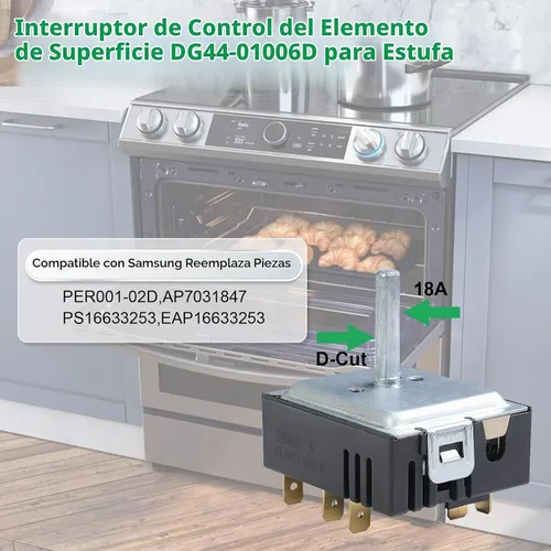 Vista 2 de Interruptor de control de elemento de superficie de estufa DG44-01006D para estufa Samsung – Regulador de energía de reemplazo OEM – Compatible