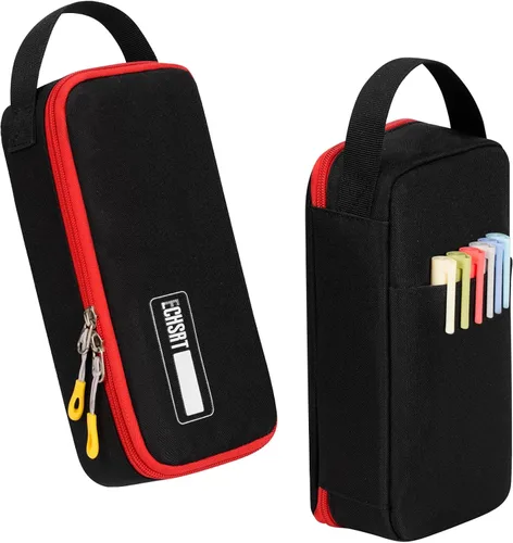 Vista 14 de ECHSRT Estuche grande para lápices, estético, portátil, con cremallera, bolsillo oculto, bolsa especial para hombres, mujeres y adultos, organizador