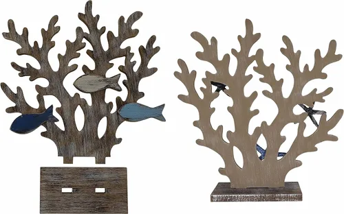Vista 3 de SAILINGSTORY - Juego de 2 centros de mesa de madera, decoración náutica costera de playa