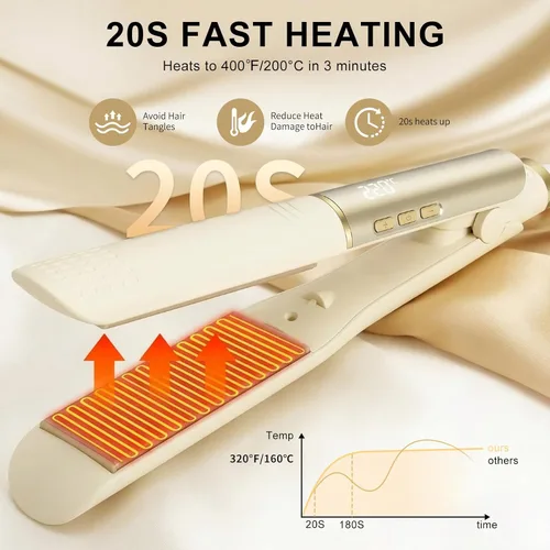Vista 5 de Plancha de pelo para mujer, 20s calentamiento, 4 ajustes de temperatura