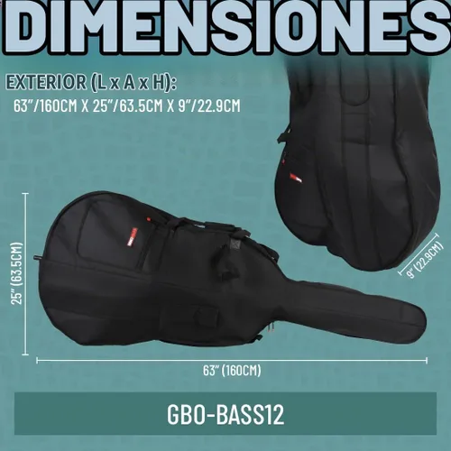 Vista 6 de Gator Cases - Bolsa de viaje para orquesta y banda ligera para 1/2 contrabajo vertical; (GBO-BASS12)