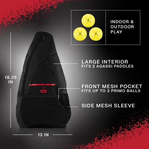 Vista 7 de Juego de JOOLA Agassi/GRAF Champion con palas de pickleball, bolas y bolsa con asa - Raqueta de pickleball arenizada - Forma Agassi con zona