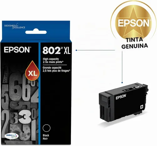 Vista 2 de EPSON 802 DURABrite Ultra Ink Cartucho negro de alta capacidad (T802XL120-S) funciona con WorkForce Pro WF-4720, WF-4730, WF-4734, WF-4740