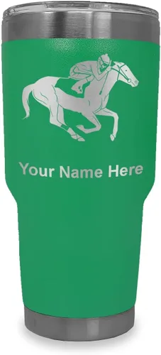 Vista 28 de LaserGram Vaso aislado al vacío de 20 onzas, carreras de caballos, grabado personalizado incluido (negro)