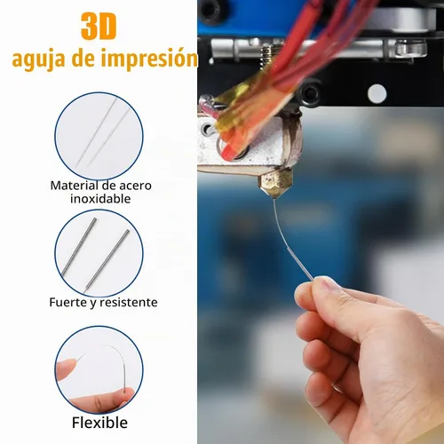 Vista 6 de Kit de limpieza de boquillas de impresora 3D, agujas de limpieza de boquillas de acero inoxidable, kit de herramientas de impresora 3D, limpiador
