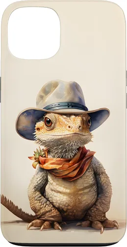 Vista 7 de iPhone 16 Lindo dragón barbudo Beardie con un estuche de sombrero de vaquero