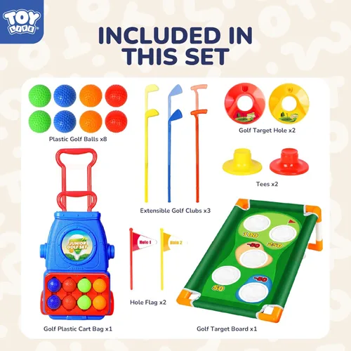 Vista 3 de TOY Life Set de palos de golf para niños, juego de golf para niños pequeños de 3 a 5 años, juego de golf para niños de 5 a 8 años, juguetes de golf