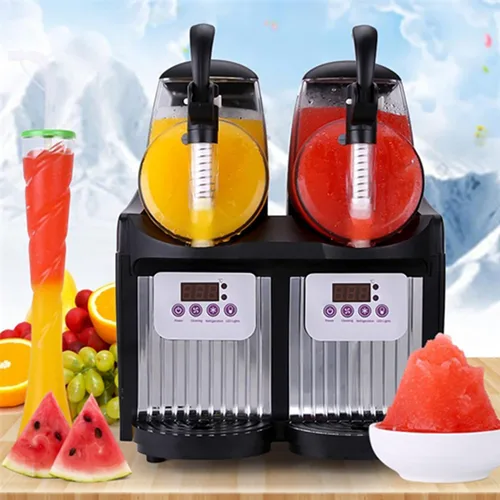 Vista 2 de COMAAM 5L Comercial Slushy Machine 2.5L x 2 Tanque Doble Máquina Eléctrica Automática Slush Maker Bebida Máquina de fusión de Nieve 300W