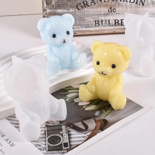 Vista 4 de Moldes de resina de oso, 2 moldes de silicona de oso 3D para fundición de resina, molde de resina epoxi de animales lindos para fondant, chocolate