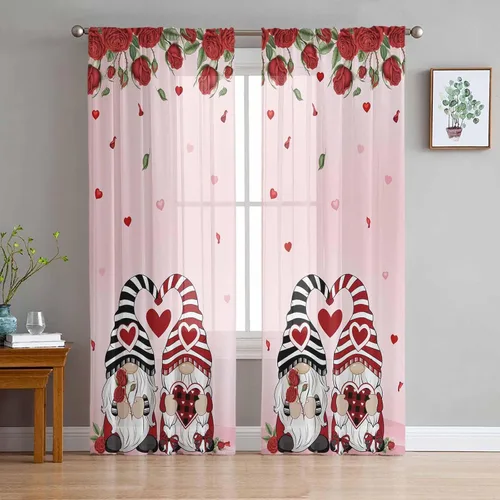 Vista 13 de Cortinas Traslúcidas Florales Elegantes de 63 Pulgadas de Largo, Juego de 2 Paneles para Sala de Estar/Dormitorio, Cortinas Semi Transparentes