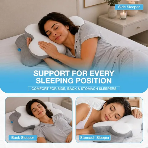 Vista 5 de Almohada ergonómica de espuma viscoelástica cervical, contorno de Gris