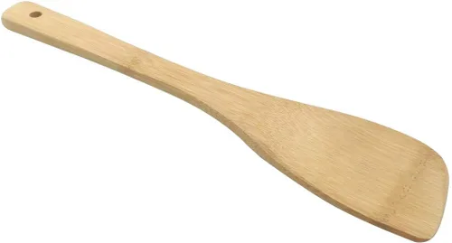 Vista 2 de 11.8 pulgadas de madera natural Turners Utensilio de bambú Herramientas de cocina de madera Cuchara Espátula Cocinar, Saltear y mezclar