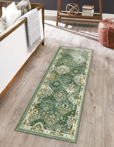 Vista 12 de Unique Loom Penrose Collection - Alfombra de área - Blake (2' 2" x 3' 1" Rectángulo, Verde/Beige)