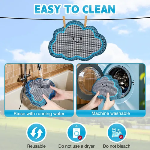 Vista 6 de Cloud - Absorbedor de espuma para bañera de hidromasaje, esponja flotante reutilizable y removedor de aceite con correa opcional, bonita esponja
