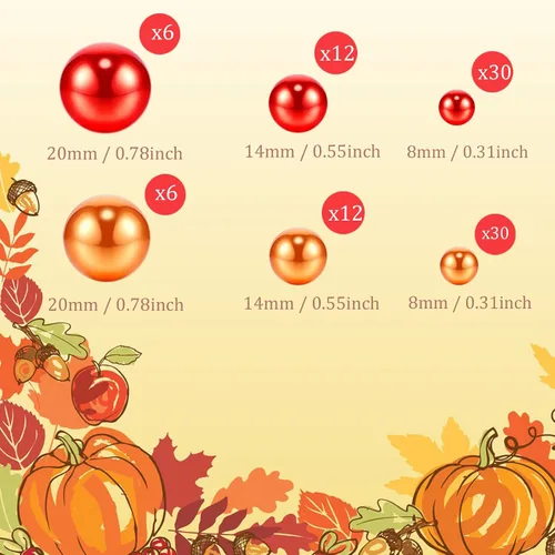 Vista 2 de 132 piezas de relleno de jarrón de otoño, cuentas de imitación, calabaza, hojas de arce, bellotas, rellenos de jarrón de Acción de Gracias