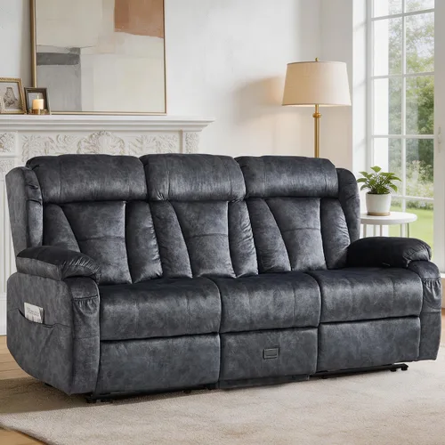Vista 15 de Sofá biplaza reclinable manual de 59" reclinable doble para sala de estar