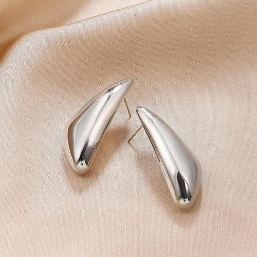 Vista 5 de Aretes colgantes gruesos de oro para mujer, chapados en oro, grandes, minimalistas, geométricos, largos, triangulares, exagerados, para mujer, a