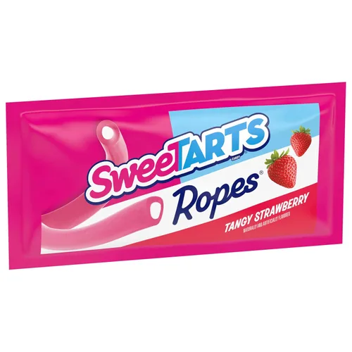 Vista 4 de SweeTARTS Ropes Candy, mezcla variada, ponche de cereza, ponche de arco iris torcido, fresa picante, suave y masticable, 15 onzas Cherry Punch