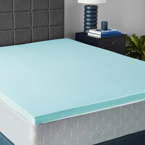 Vista 17 de Amazon Basics Cubrecolchón tamaño individual, infusión de gel refrescante, certificado CertiPUR-US, 2 pulgadas, azul