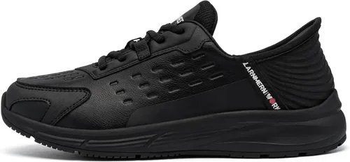 Vista 4 de LARNMERN Zapatos antideslizantes para mujer, para el servicio de alimentos, zapatos de trabajo, sin resbalones, para cocina, chef, ligeros, tenis