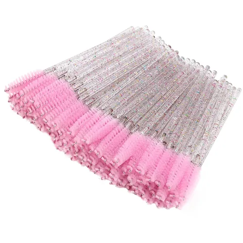 Vista 7 de BTYMS 100 piezas desechables de pestañas carretes aplicador de rímel aplicador de pestañas varita pestañas cepillo cejas carrete para extensión Negro