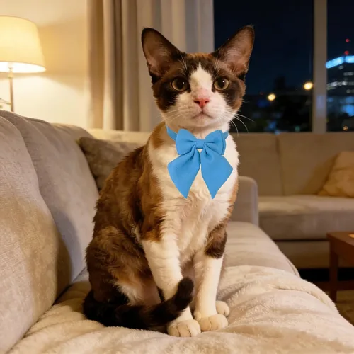 Vista 4 de Collar de gato con pajarita de campana Breakaway Kitten Small Pet Safety Solid Wedding Basic Pure Color Suede Soft Adjustable Sailor Bow - [1