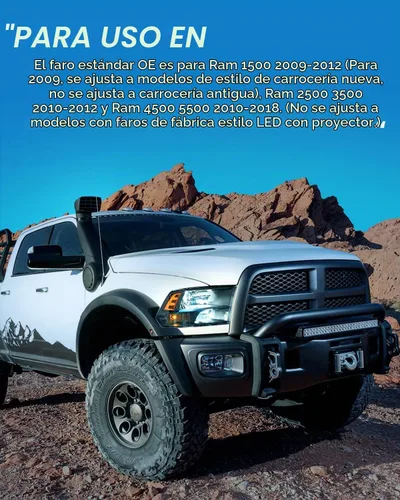Vista 8 de Nilight Conjunto de faros delanteros 2009 2010 2011 2012 2013 2014 2015 2016 2017 2018 Ram 1500 2500 3500 Pickup Quad Conjunto de faros de repuesto