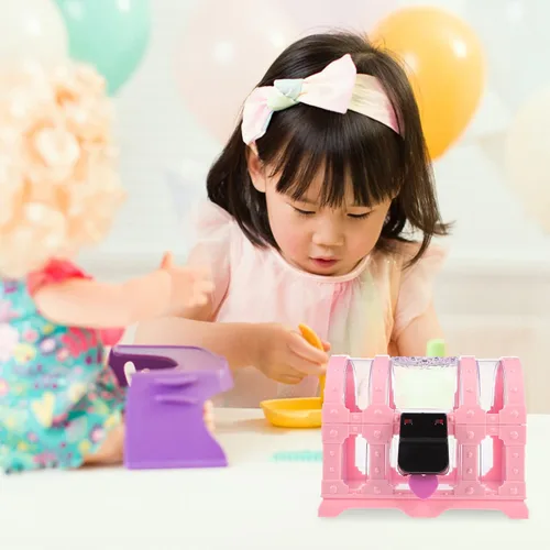 Vista 4 de TOYANDONA Cofre del tesoro con candado Juguetes Juguetes para niñas Cubo de juguete Caja de joyería rosa caja de joyería caja de baratijas Caja