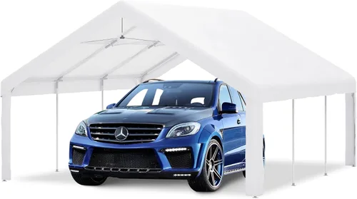 Vista 8 de Thanaddo Cochera de Servicio Pesado de 10 x 20 pies, Toldo para Garaje de Automóvil, con Ventanas Ventiladas Enrollables, Refugio para Automóvil
