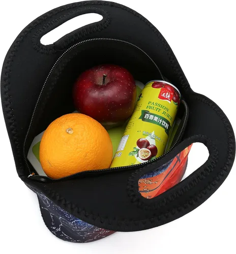 Vista 6 de Bolsa de almuerzo de neopreno, bolsa de almuerzo gruesa aislada para mujeres, hombres y niños, incluye soporte para botella de agua para aperitivos