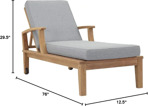 Vista 3 de Modway EEI-1151-NAT-GRY-SET Marina - Silla de salón de madera de teca de grado A para exteriores, color gris natural