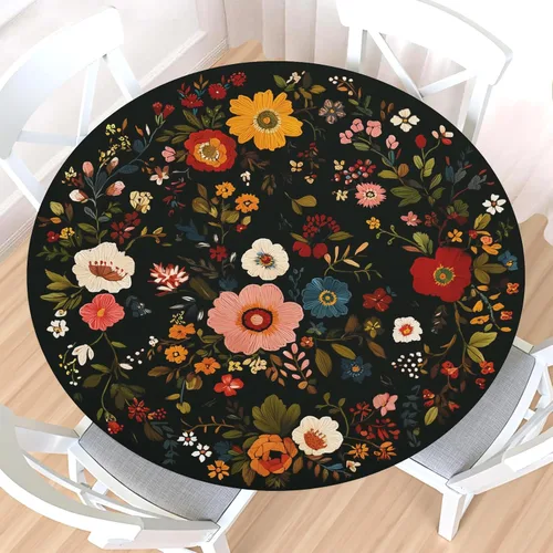 Vista 13 de Mantel redondo ajustable para el 4 de julio con borde elástico, impermeable, lavable, azul, rojo, blanco, estrella, patriótica, independencia, Día