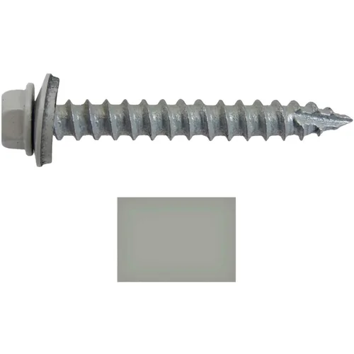 Vista 2 de Tornillos para techos de metal # 14: (250) tornillos x 2 "ABC gris Tornillo de techo de chapa de metal para techo. Tornillos de revestimiento