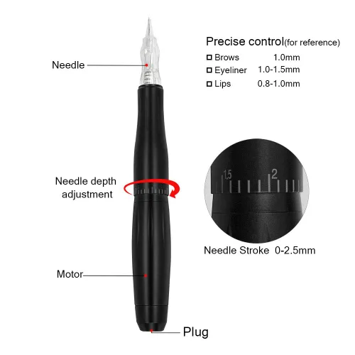 Vista 4 de Kit de máquina de tatuaje de maquillaje permanente-BIOAMSER P300 Kit de maquillaje permanente con pedal de pie, control táctil, fuente