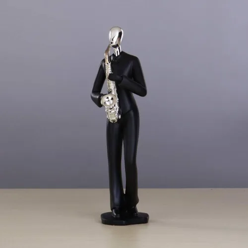 Vista 4 de Healifty 1 figura de resina de saxofón de personaje musical para decoración de escritorio en casa, oficina, adorno ligero y único para decoración