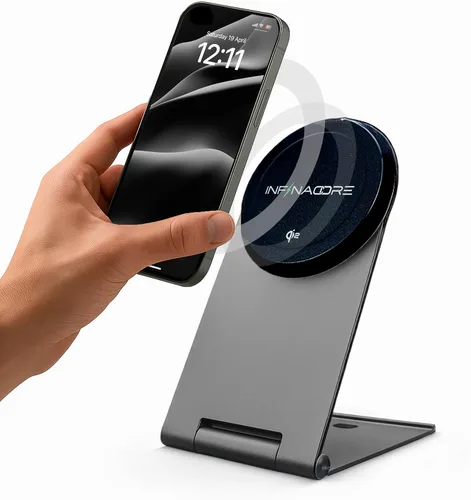 Vista 10 de InfinaCore Soporte de cargador inalámbrico magnético para dispositivos Apple, iPhone, AirPods, soporte de carga rápida de construcción duradera Azul