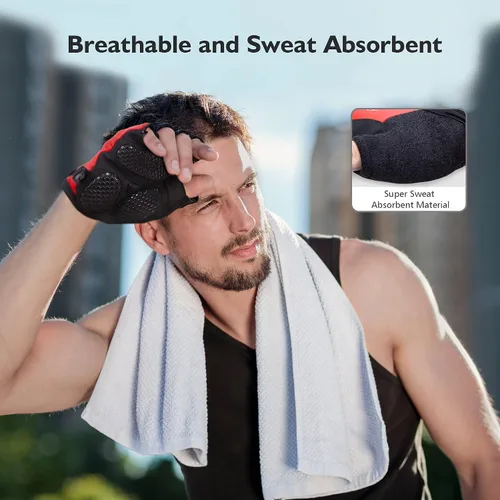 Vista 4 de AKASO Guantes de ciclismo de medio dedo, guantes de bicicleta para hombres y mujeres, guantes de ciclismo para mujeres, guantes de MTB