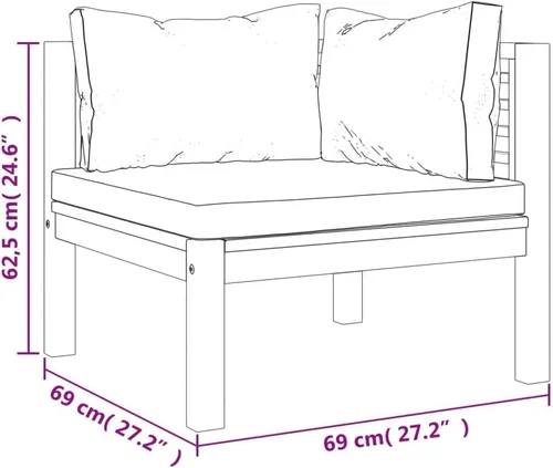 Vista 2 de Garden Lounge Set Cream Brown, 2-Seater Patio Sofa with Cushions, Acacia Wood Outdoor Furniture for Garden, Patio, Balcony, Weather-Resistant Modern