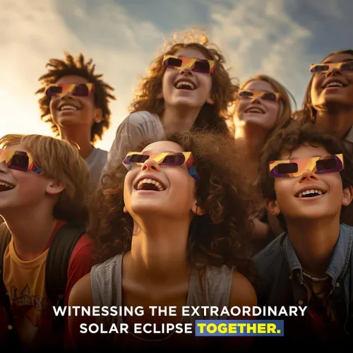Vista 8 de Medical king Gafas de eclipse solar 2024 con certificación CE e ISO aprobadas 2024 para visión solar directa (paquete de 5)
