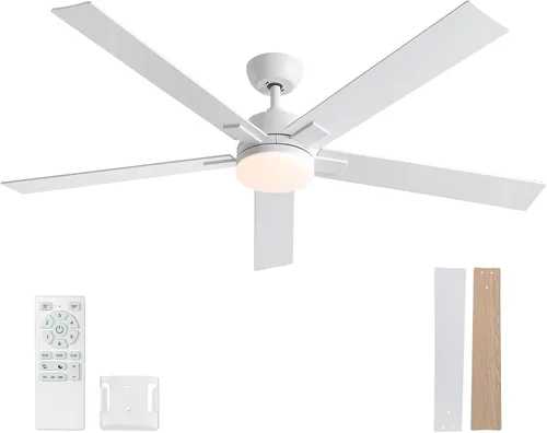 Vista 34 de Ventiladores de techo de 42 pulgadas con luces y control remoto, ventilador de techo negro con 5 aspas, motor DC reversible de 6 velocidades, LED